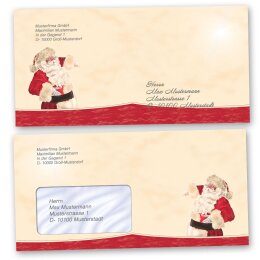 Motiv-Briefumschläge Weihnachten, WEIHNACHTSMANN 10 Briefumschläge (ohne Fenster) - DIN LANG (220x110 mm) | selbstklebend | Online bestellen! | Paper-Media