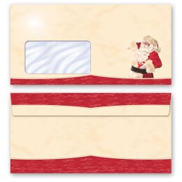Briefumschläge WEIHNACHTSMANN - 50 Stück DIN LANG (mit Fenster) Weihnachten, Weinachtsbriefumschläge, Paper-Media