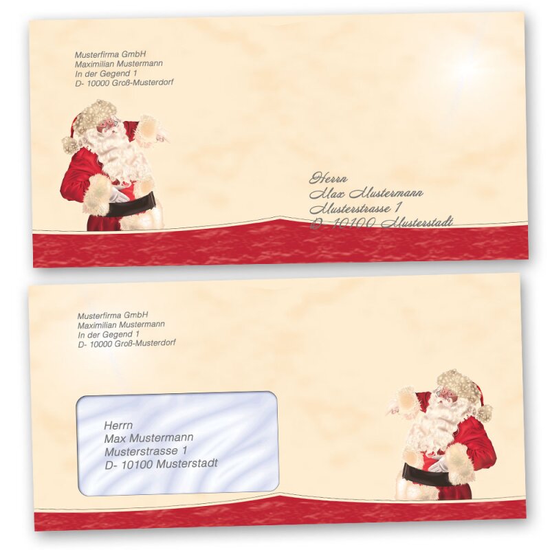 Papier Weihnachten Set 10 Weihnachtspapier mit Umschlag Motiv Weihnachtsmann 