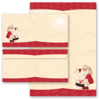 Motiv-Briefpapier-Sets Weihnachten, WEIHNACHTSMANN Briefpapier Set, 20 tlg. - DIN A4 & DIN LANG im Set. | Online bestellen! | Paper-Media