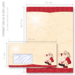 Briefpapier Set WEIHNACHTSMANN - 40-tlg. DL (mit Fenster)