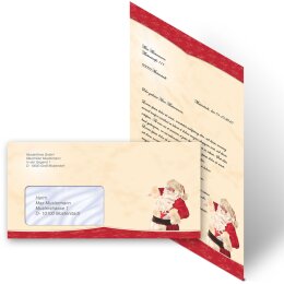 Briefpapier Set WEIHNACHTSMANN - 40-tlg. DL (mit Fenster)