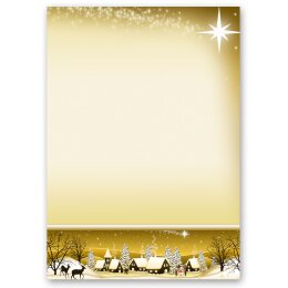 Briefpapier Wintermotiv WINTERDORF GOLD