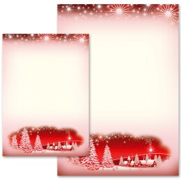 Briefpapier Weihnachten WINTERDORF-ROT