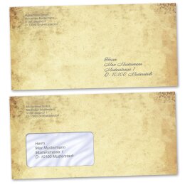 Motiv-Briefumschläge Antik & History, ALTES PAPIER 10 Briefumschläge (ohne Fenster) - DIN LANG (220x110 mm) | selbstklebend | Online bestellen! | Paper-Media