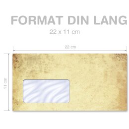 Briefumschläge ALTES PAPIER - 50 Stück DIN LANG (mit Fenster)