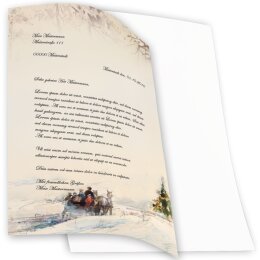 Motiv-Briefpapier-Sets Wintermotiv KUTSCHE IM WALD