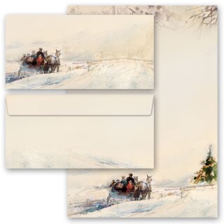 Briefpapier Set KUTSCHE IM WALD Variante A - 40-tlg. DL (ohne Fenster)