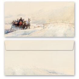 Briefpapier Set KUTSCHE IM WALD Variante A - 40-tlg. DL (ohne Fenster)