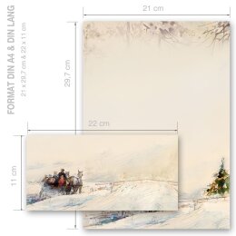Briefpapier Set KUTSCHE IM WALD Variante A - 40-tlg. DL (ohne Fenster)