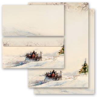 Briefpapier Set KUTSCHE IM WALD Variante B - 40-tlg. DL (ohne Fenster)
