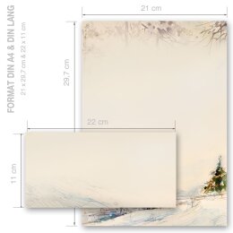 Briefpapier Set KUTSCHE IM WALD Variante B - 40-tlg. DL (ohne Fenster)