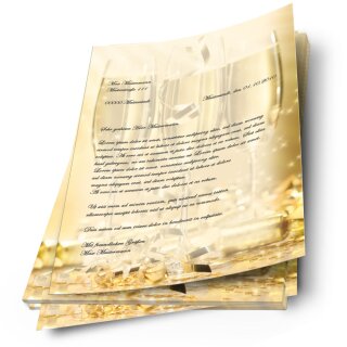Briefpapier CHAMPAGNERGLÄSER - DIN A4 Format 20 Blatt