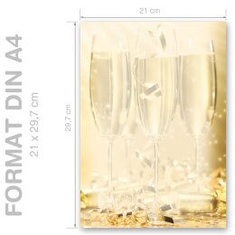 Briefpapier CHAMPAGNERGLÄSER - DIN A4 Format 250 Blatt