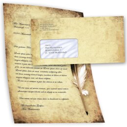 Briefpapier Set FEDER AUF ALTEM PAPIER - 40-tlg. DL (mit Fenster)