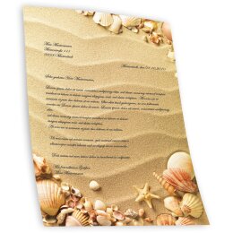 Briefpapier MUSCHELN IM SAND - DIN A4 Format 20 Blatt