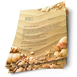 Briefpapier MUSCHELN IM SAND - DIN A4 Format 20 Blatt
