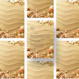 Briefpapier MUSCHELN IM SAND - DIN A4 Format 50 Blatt