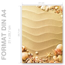 Briefpapier MUSCHELN IM SAND - DIN A4 Format 100 Blatt