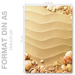 Briefpapier MUSCHELN IM SAND - DIN A5 Format 50 Blatt