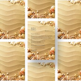 Briefpapier MUSCHELN IM SAND - DIN A5 Format 50 Blatt
