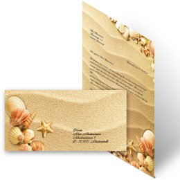 Briefpapier Set MUSCHELN IM SAND - 20-tlg. DL (ohne Fenster)