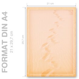 SPUREN IM SAND Briefpapier Reisemotiv CLASSIC 100 Blatt Briefpapier, DIN A4 (210x297 mm), A4C-8022-100