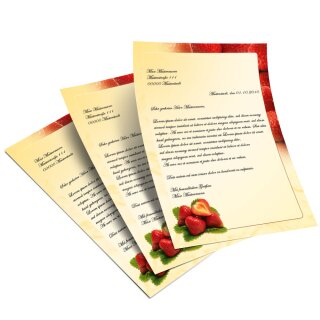 Briefpapier ERDBEEREN - DIN A4 Format 20 Blatt