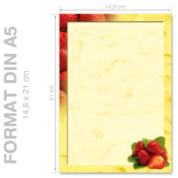 Briefpapier - Motiv ERDBEEREN | Essen & Trinken | Hochwertiges DIN A5 Briefpapier - 100 Blatt | 90 g/m² | einseitig bedruckt | Online bestellen!
