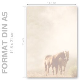 PFERDE IM NEBEL Briefpapier Tiere CLASSIC 50 Blatt Briefpapier, DIN A5 (148x210 mm), A5C-028-50
