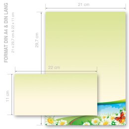 Briefpapier Set VIER JAHRESZEITEN - SOMMER - 20-tlg. DL (ohne Fenster)