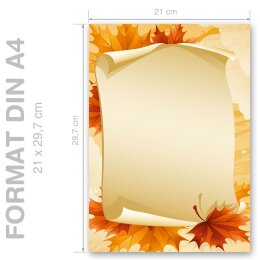 HERBSTBLÄTTER Briefpapier Herbstmotiv CLASSIC 50 Blatt Briefpapier, DIN A4 (210x297 mm), A4C-8244-50