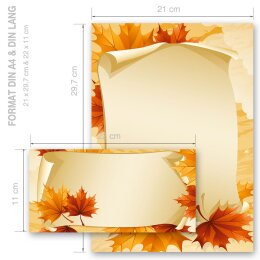 Briefpapier Set HERBSTBLÄTTER - 20-tlg. DL (ohne Fenster)