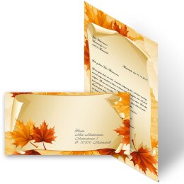 Briefpapier Set HERBSTBLÄTTER - 40-tlg. DL (ohne Fenster)