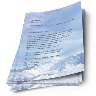 Briefpapier BERGE IM SCHNEE - DIN A4 Format 20 Blatt