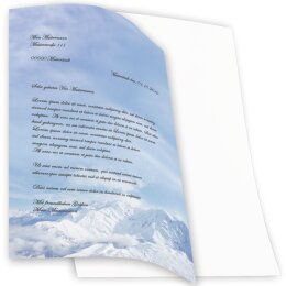 Briefpapier BERGE IM SCHNEE - DIN A4 Format 20 Blatt