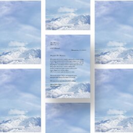 Briefpapier BERGE IM SCHNEE - DIN A4 Format 20 Blatt
