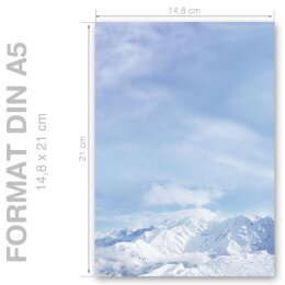 Briefpapier BERGE IM SCHNEE - DIN A5 Format 50 Blatt