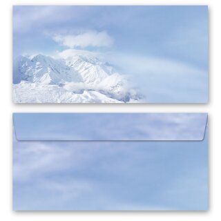 Briefumschläge BERGE IM SCHNEE - 10 Stück DIN LANG (ohne Fenster)