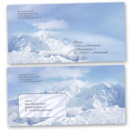 Briefumschläge BERGE IM SCHNEE - 10 Stück DIN LANG (ohne Fenster)