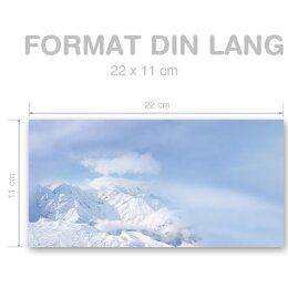 Briefumschläge BERGE IM SCHNEE - 10 Stück DIN LANG (ohne Fenster)