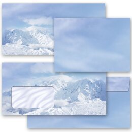 Briefumschläge BERGE IM SCHNEE - 10 Stück DIN LANG (ohne Fenster)
