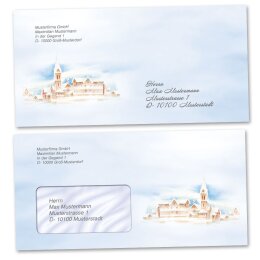 Briefumschläge WINTERLANDSCHAFT - 50 Stück DIN LANG (ohne Fenster)