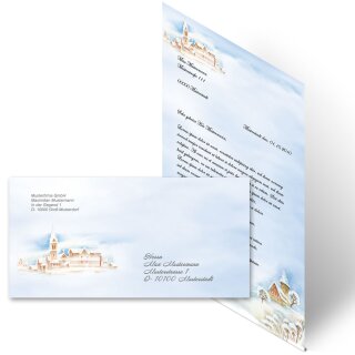 Briefpapier Set WINTERLANDSCHAFT - 200-tlg. DL (ohne Fenster)