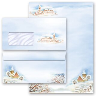 Briefpapier Set WINTERLANDSCHAFT - 40-tlg. DL (mit Fenster) Natur & Landschaft, Jahreszeiten - Winter, Wintermotiv, Paper-Media