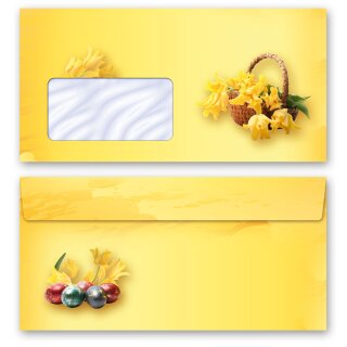 Briefumschläge Ostern, OSTERFEST 50 Briefumschläge (mit Fenster) - DIN LANG (220x110 mm) | selbstklebend | Online bestellen! | Paper-Media