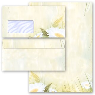 Briefpapier Set MARGERITEN - 100-tlg. DL (mit Fenster)