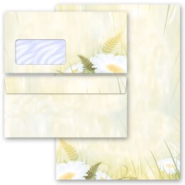 Briefpapier Set MARGERITEN - 100-tlg. DL (mit Fenster)