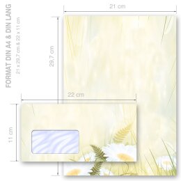 Briefpapier Set MARGERITEN - 100-tlg. DL (mit Fenster)