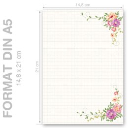 BLUMENBRIEF Briefpapier Blumenmotiv CLASSIC 50 Blatt Briefpapier, DIN A5 (148x210 mm), A5C-144-50